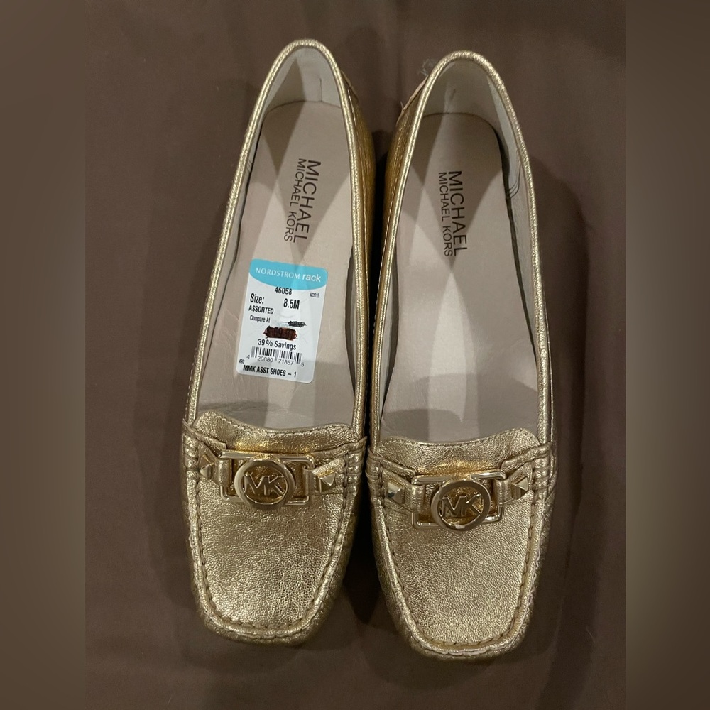 Michael Kors gold studded loafer flats 8.5